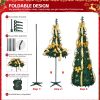 6 FT Fully Decorated Pre-lit Christmas Tree, Pop Up Artificial Xmas Tree with 80 Warm Lights Battery Operated and Golden & Silver Ornaments for Home Office Store Holiday Deco - Image 2