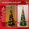 6 FT Fully Decorated Pre-lit Christmas Tree, Pop Up Artificial Xmas Tree with 80 Warm Lights Battery Operated and Golden & Silver Ornaments for Home Office Store Holiday Deco - Image 7