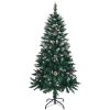5 FT Artificial Snow Tipped Christmas Tree with DIY 100 Warm Lights Battery Operated, 21 Pine Cones, 800 Branch Tips and Sturdy Metal Stand, Green & Snow Tipped - Image 2