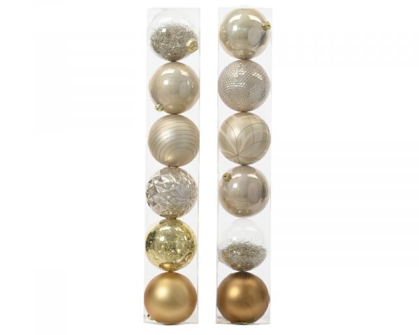 Shatterproof Assorted Design Pearl Bauble Pack of 6 15cm - Christmas