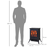 1850W Flame Effect Electric Free Standing Fireplace Fan Log Burning Stove -Black - Image 3