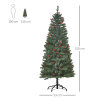 5FT Prelit Artificial Pencil Christmas Tree Warm White LED Red Berry Green - Image 3