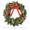 60cm Pre-Lit Artificial Christmas Door Wreath Holly LED Decor Pine Cones Hangin - Image 3
