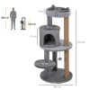 104cm Deluxe Cat Activity Tree w/ Scratching Posts Ear Perch House - Grey - Image 3