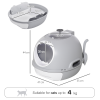 Cat Litter Box Pet Toilet With Litter Scoop Enclosed Drawer Skylight Grey - Image 3
