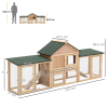 Wooden Rabbit Hutch Bunny Cage Guinea Pig House w/ Slide-out Tray Outdoor Run - Image 3