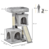 Cat Rest & Play Activity Tree w/ 2 House Cushion Perch Scratching Post Grey - Image 3