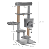 Cat Tree Tower w/ Scratching Post Hammock Hanging Ball Condo Teasing Rope - Image 3