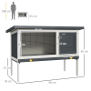 Wooden Rabbit Hutch Small Pet Habitat w/ Dropping Tray Openable Asphalt Roof - Image 3