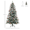 6FT Artificial SnowDipped Christmas Tree Foldable Berries White Pinecones Green - Image 3