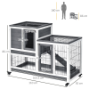 Wooden Rabbit Hutch Bunny Guinea Pigs House Cage Wheels Indoor 110 x 50 x 86cm - Image 3