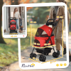 Pet Stroller No-Zip Foldable Travel Carriage with Brake Basket Adjustable Canopy - Image 3