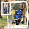 Pet Stroller Foldable Travel Carriage with Brake Basket Adjustable Canopy - Image 3