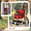 Pet Stroller Foldable Travel Dog Cat Carriage w/ Reversible Handle Brake Basket - Image 3