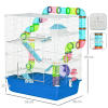 Five-Level Hamster Cage w/ Tubes, Water Bottle, Exercise Wheel, Ramps - Blue - Image 3
