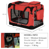 Folding Pet Carrier Bag Soft Portable Cat Travel Cage, 60x42x42 cm, Red - Image 3