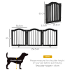 3 Panels Dog Gate w/ Support Feet Fence Safety Barrier Freestanding Wood Black - Image 3