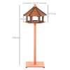 Wooden Bird Feeder Wooden Bird Table Bird Feeder with Roof, Brown, 130cm - Image 3