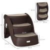 Portable Dog Steps Non-slip Pet Stairs 3-Step Design for High Beds Sofas, Brown - Image 3