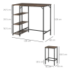3PC Industrial Bar Height Dining Table Set With 2 Stools & Side Shelf, - Image 3
