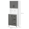 Kitchen Buffet 2 Cabinets, 3 Drawers Countertop, 60x40x150cm, Grey White - Image 3