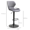 Set of 2 Velvet-Touch Fabric Adjustable Swivel Chairs with Footrest, Grey - Image 3