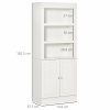 Kitchen Cupboard with 6-tier Shelving, Sideboard Double-door , White - Image 3