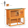 2-tier Rabbit Hutch Small Animal Wooden Bunnies House Outdoor Backyard 2 Sizes - Image 3