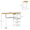 3 Piece Bar Table Set, Breakfast and Stools Wine Rack Natural White - Image 3
