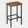 Set of 2 Kitchen Breakfast Bar Chairs with Footrest, Rustic Brown - Image 3