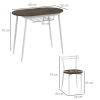 3pc Dining Table and Chairs Set, Oval Kitchen Table with 2 Chairs, Natural - Image 3