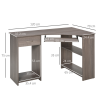 L-Shaped Corner Computer Desk & 2-Tier Side Shelves Wide Table Top Grey - Image 3
