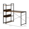 Retro Industrial Computer Desk with 4-Tier Storage Shelf Metal Frame , Brown - Image 3