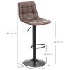 Set of 2, Adjustable Stools Swivel and Footrest for Home Pub Area, Brown - Image 3