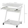 Computer Desk with 4 Moving Wheels Sliding Keyboard Tray White - Image 3
