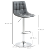 Set of 2, Adjustable Breakfast Dining Stools Swivel and Footrest, Grey - Image 3