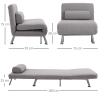 Linen Upholstered Elevated Single Sofa Bed Grey - Image 3
