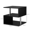 50Lx50Wx50H cm Wooden Side S Shape Cube Coffee Console Table 2-Tier Black - Image 3