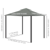 3 x 3m Gazebo Canopy 2 Tier Roof, Mosquito Net, Aluminum, Dark Grey - Image 3