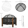 2-in-1 Outdoor Fire Pit Bowl with BBQ Grill Grate 30" Spark Screen Cover - Image 3