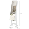 MDF Freestanding Glass Mirror Jewellery Cabinet White - Image 3