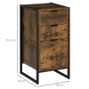 Industrial 3-Drawer Storage Chest Metal Frame Freestanding Unit Brown - Image 3