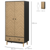 Wardrobe Cabinet Wood Grain 90x50x190cm-Grey/Oak - Image 3