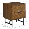Side Cabinetwith 2 Storage Drawer Unit Herringbone Pattern, Walnut Brown - Image 3