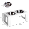 Raised Pet Feeder Elevated Double Staninless Steel Bowls Stand Water White - Image 3