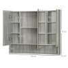 kleankin Bathroom Mirror Cabinet, Wall Mounted 3 Doors and Cupboards, Grey - Image 3