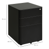 3 Draw Metal Filing Cabinet Lockable 4 Wheel Compact Under Desk Black Vinsetto - Image 3