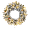 HOMCOM 60cm Flocked Christmas Wreath with Lights Pine Cones Red Berries Green - Image 3