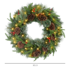 HOMCOM 60cm Christmas Wreath with LED Lights Pine Cones Red Berries Green - Image 3