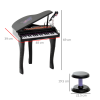 37 Key Musical Mini Piano Electrionic Keyboard Microphone Stool Black - Image 3